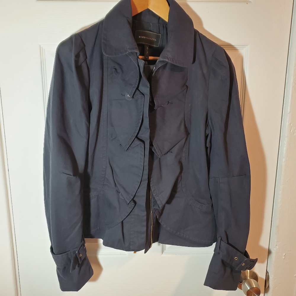 BCBG Maxazria ruffle fitted jacket